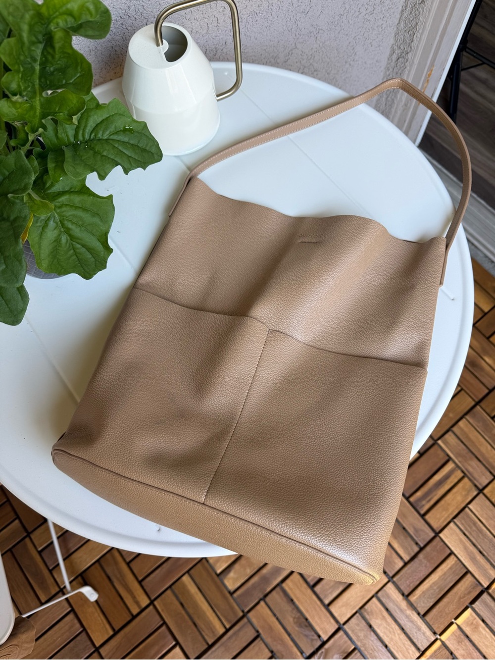 OAK + FORT Vegan City Letter Tote Bag (Latte)